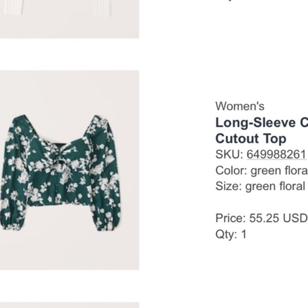 NWT Abercrombie and Fitch Green Floral Cinched Longsleeve Blouse Sz S - Picture 10 of 10
